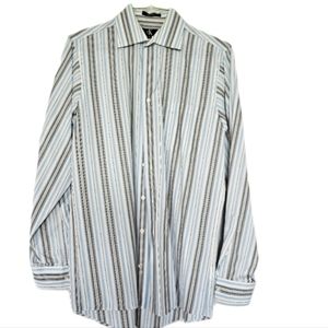 Mens Long Sleeved striped button down dress shirt wrinkle free 15 34/35